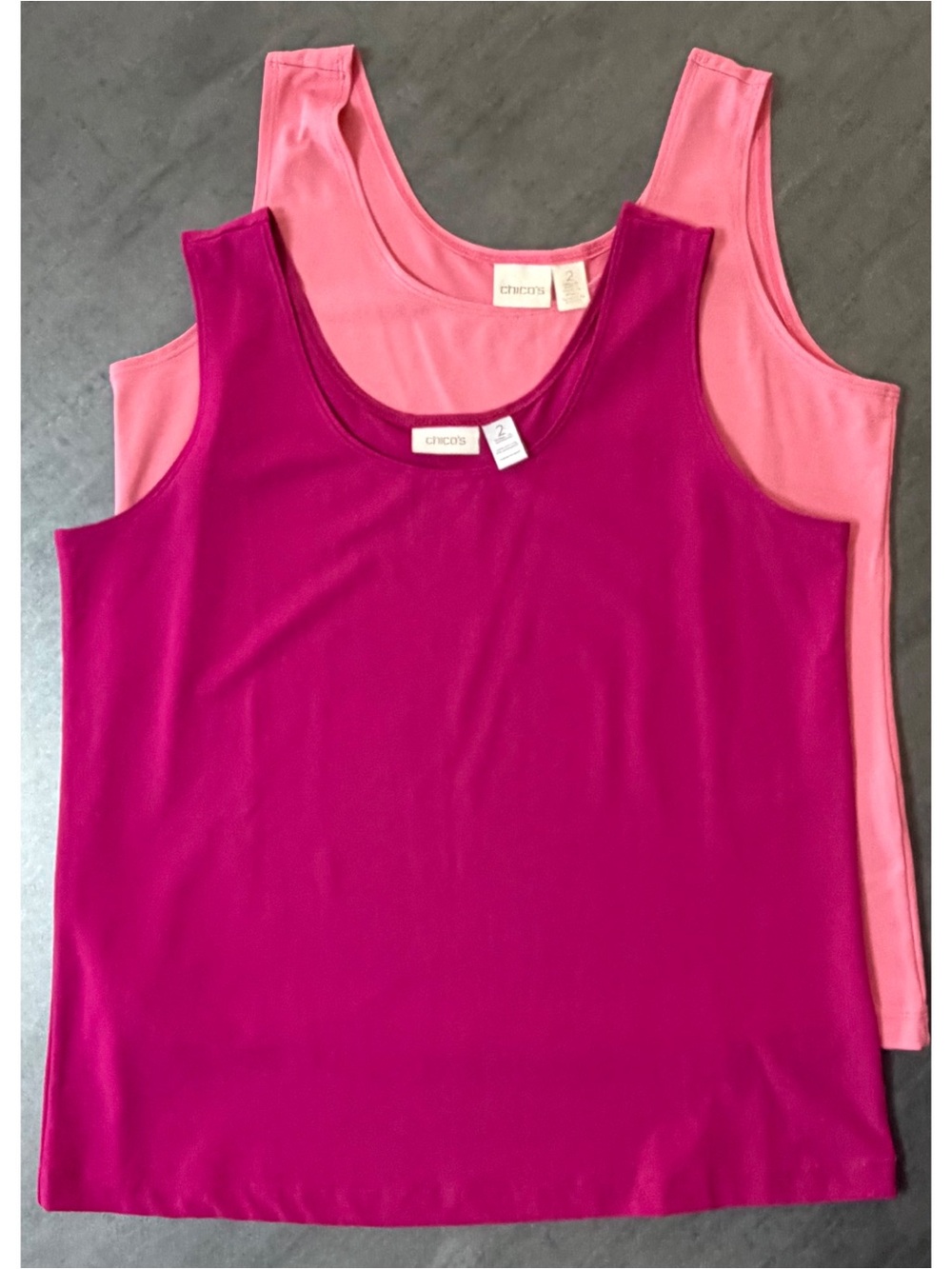 Chico's 2 Contemporary Tank Sleeveless Top Women's Large Pink Fuchsia Lot Of Two